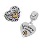 Individuality Beads Two Tone Sterling Silver Love You To The Moon Heart Charm & Bead Set, Women's, Grey