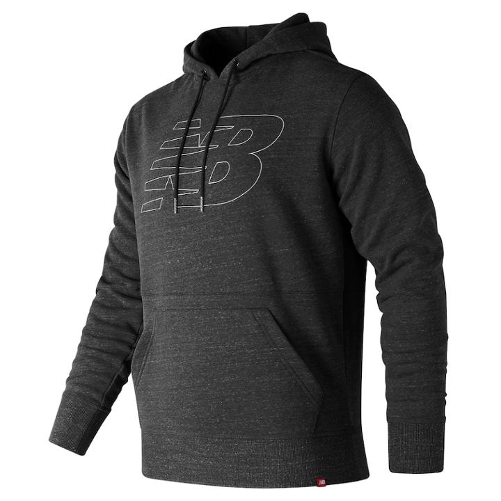 Men's New Balance Pullover Heathered Hoodie, Size: Large, Dark Grey
