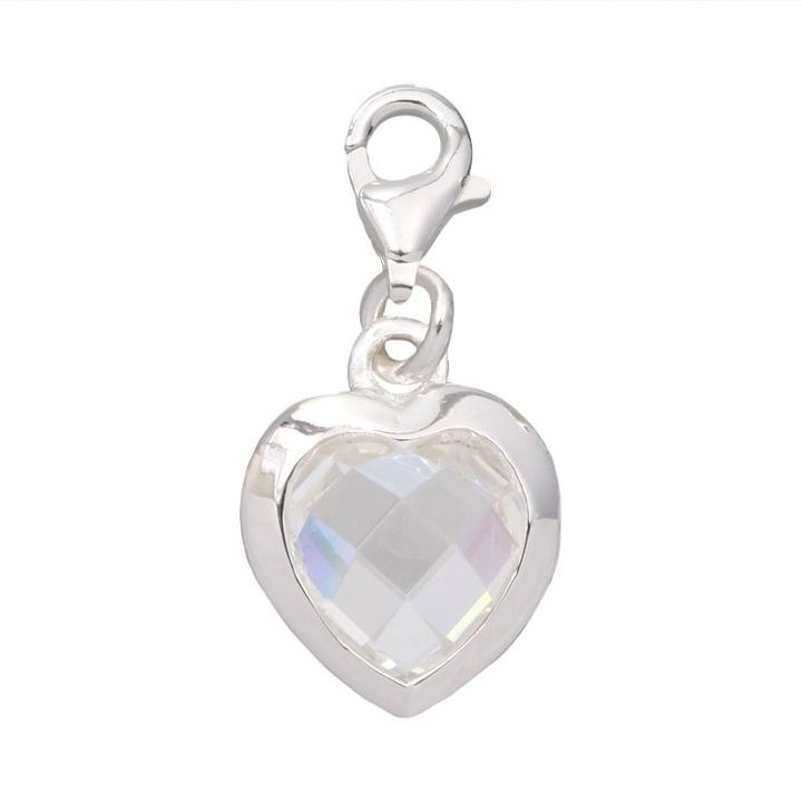 Individuality Beads Crystal Sterling Silver Heart Charm, Women's, White