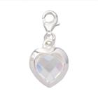 Individuality Beads Crystal Sterling Silver Heart Charm, Women's, White