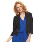 Women's Nina Leonard Zip Open-front Cardigan, Size: Small, Black