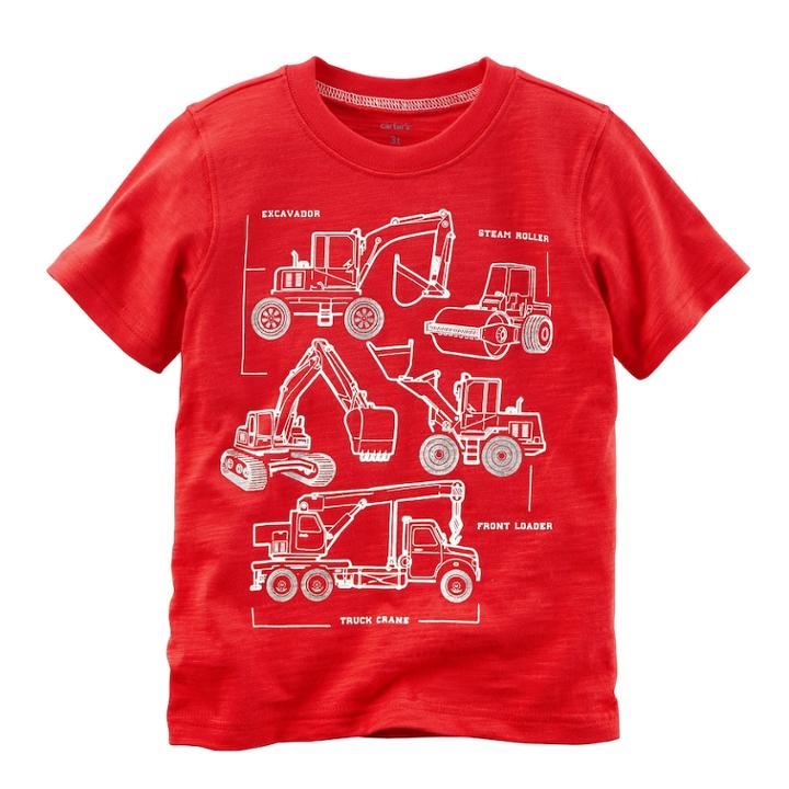 'boys 4-8 Carter's Construction Trucks Diagram Graphic Tee, Size: 8, Red