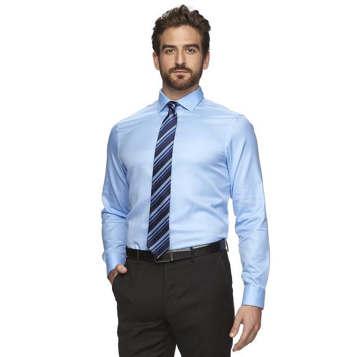 Men's Marc Anthony Slim-fit No-iron Dress Shirt, Size: 17.5-32/33, Light Blue