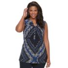 Plus Size Croft & Barrow&reg; Pintuck Henley Tank, Women's, Size: 1xl, Blue