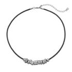 Wearable Art Beaded Leather Necklace, Women's, Silver
