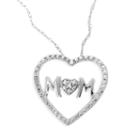 10k White Gold Diamond Accent Mom Heart Pendant, Women's