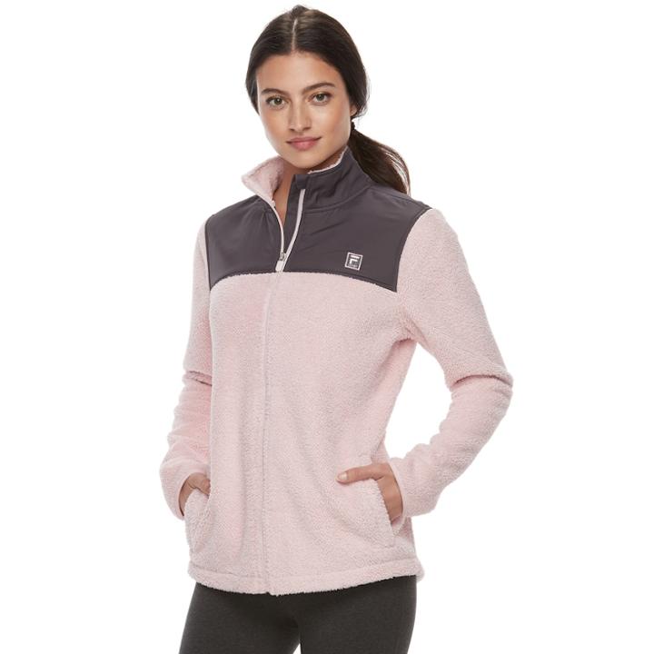 Women's Fila Sport&reg; Long Sleeve Fleece Jacket, Size: Medium, Light Pink