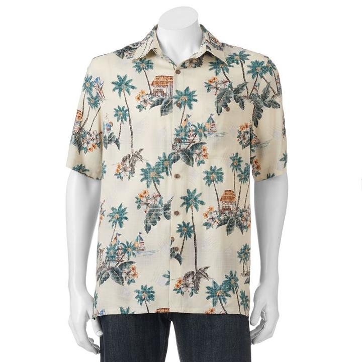 Big & Tall Batik Bay Classic-fit Tropical Button-down Shirt, Men's, Size: Xl Tall, Med Beige