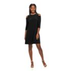 Women's Nina Leonard Embellished Cold-shoulder Dress, Size: Xl, Black