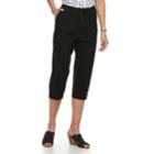 Women's Cathy Daniels Button-hem Pull-on Capris, Size: Small, Black