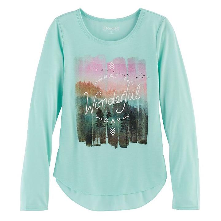 Girls 7-16 & Plus Size Mudd&reg; High-low Graphic Tee, Size: 10, Brt Green