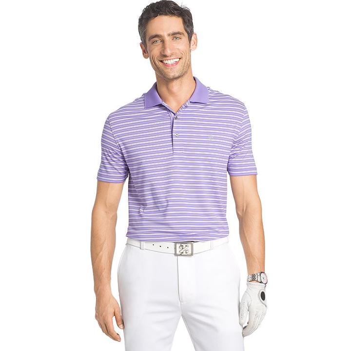 Men's Izod Classic-fit Striped Stretch Performance Golf Polo, Size: Medium, Brt Purple