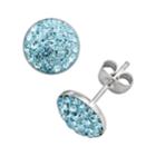 Sterling Silver Aqua Crystal Pave Stud Earrings, Women's, Blue