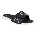 Men's Chaps Black & White Perforated Slide-on Sandals, Size: Large