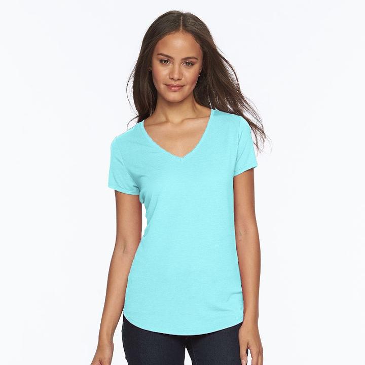 Juniors' So&reg; Short Sleeve V-neck Tee, Girl's, Size: Medium, Turquoise/blue (turq/aqua)