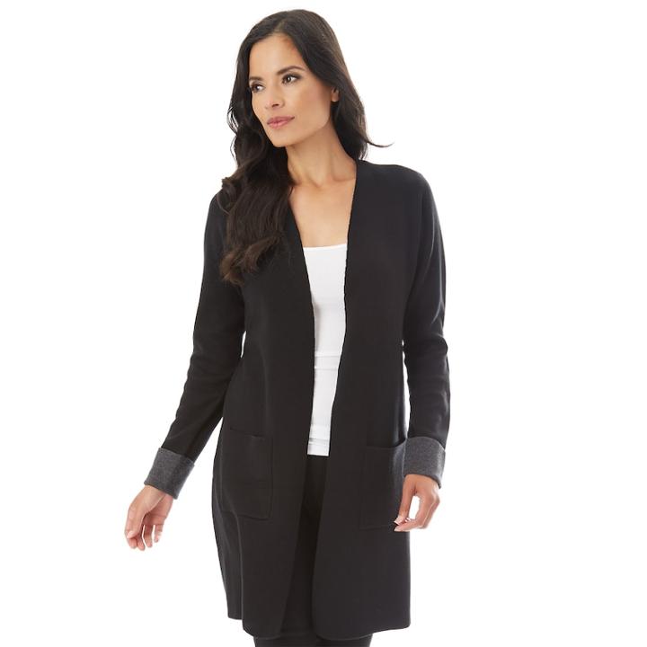 Women's Apt. 9&reg; Long Cardigan, Size: Medium, Black Charcoal