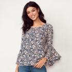 Women's Lc Lauren Conrad Bell-sleeve Top, Size: Xxl, Dark Blue