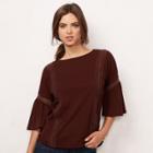 Women's Lc Lauren Conrad Lace Trim Top, Size: Medium, Dark Pink