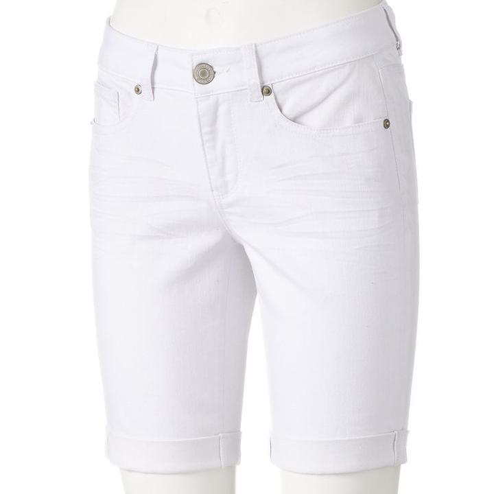 Juniors' So&reg; Rolled Denim Bermuda Shorts, Girl's, Size: 1, White