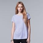 Women's Simply Vera Vera Wang Windy Jacquard Tee, Size: Xs, Drk Purple