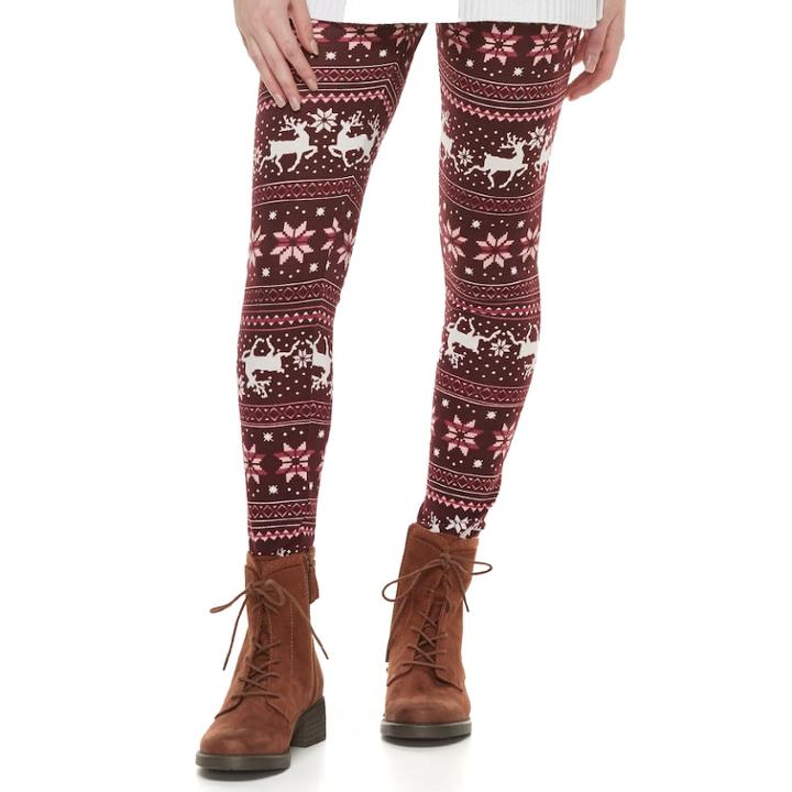 Juniors' So&reg; Holiday Leggings, Teens, Size: Medium, Red