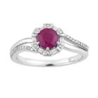 10k White Gold Ruby & 1/5 Carat T.w. Diamond Ring, Women's, Size: 8, Red