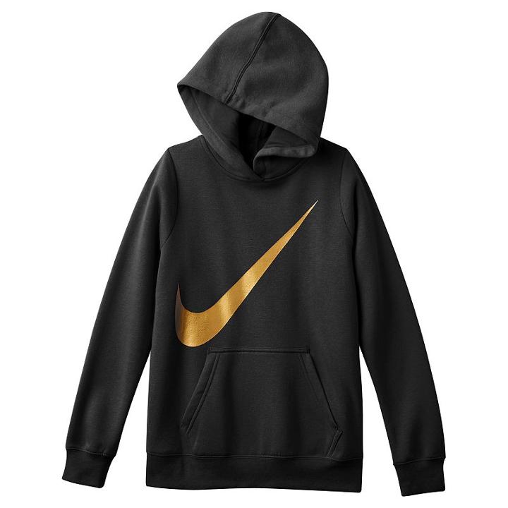 Girls 7-16 Nike Swoosh Graphic Hoodie, Girl's, Size: Medium, Grey (charcoal)