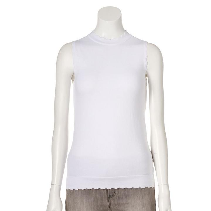 Women's Elle&trade; Scalloped Mockneck Top, Size: Medium, White