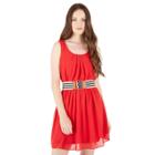 Juniors' Iz Byer Belted Pintuck Dress, Teens, Size: Xs, Red