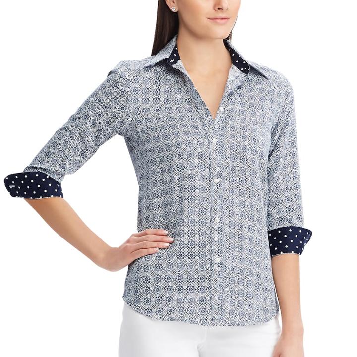 Women's Chaps No-iron Shirt, Size: Small, Natural