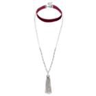 Tassel Layered Red Choker Necklace, Women's, Med Red