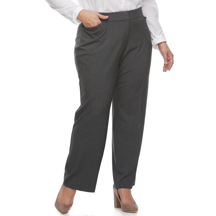 Plus Size Croft & Barrow&reg; Straight Leg Trousers, Women's, Size: 18 - Regular, Med Grey