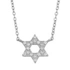Cubic Zirconia Sterling Silver Star Of David Necklace, Women's, White