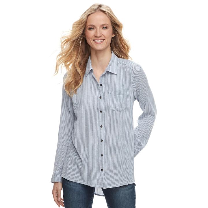 Women's Sonoma Goods For Life&trade; Essential Supersoft Flannel Shirt, Size: Xxl, Dark Blue