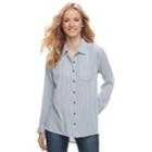 Women's Sonoma Goods For Life&trade; Essential Supersoft Flannel Shirt, Size: Xxl, Dark Blue