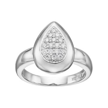 Lotopia Cubic Zirconia Sterling Silver Teardrop Ring, Women's, Size: 9, White