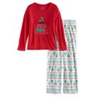 Girls 7-16 Jammies For Your Families Don't Get Your Tinsel In A Tangle Top & Fleece Bottoms Pajama Set, Size: 10, White