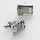 Axl By Triton Stainless Steel, Titanium And 14k Gold Cuff Links, Men's, Multicolor