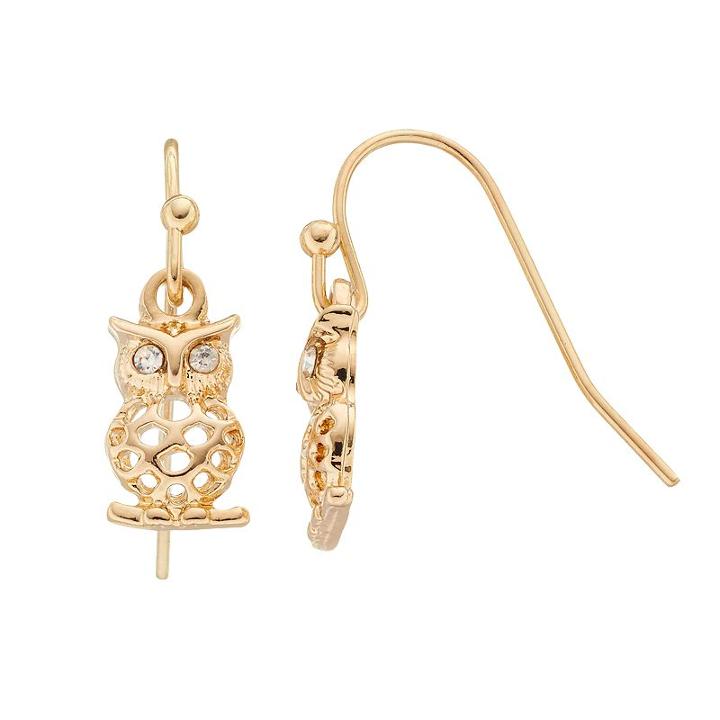 Lc Lauren Conrad Openwork Owl Drop Earrings, Women's, Multicolor