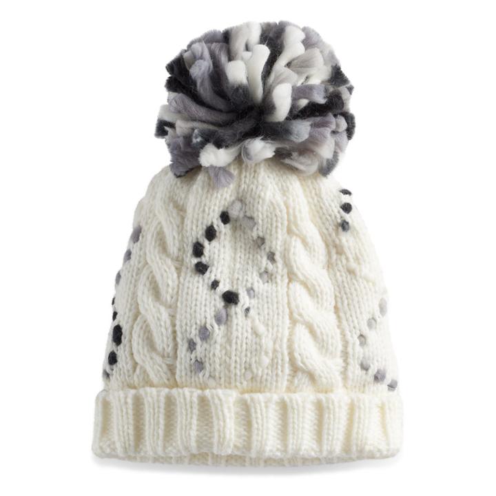 Sonoma Goods For Life Braided Cable Knit Pom Pom Beanie, Women's, Oxford