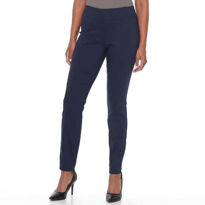 Women's Apt. 9&reg; Brynn Pull-on Skinny Dress Pants, Size: 14, Blue (navy)