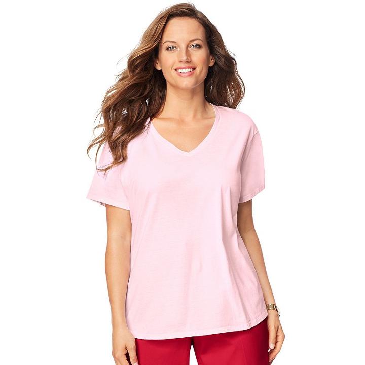 Plus Size Just My Size Solid V-neck Tee, Women's, Size: 4xl, Pink