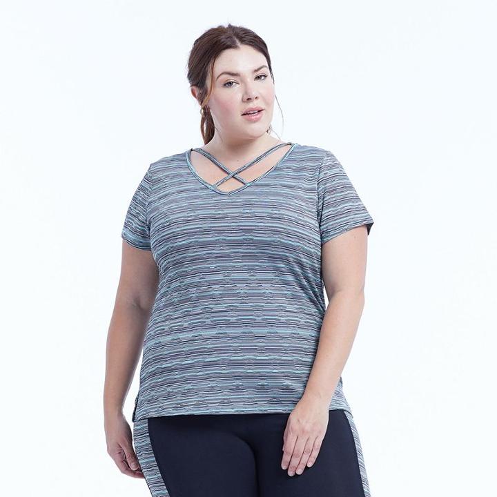 Plus Size Marika Curves Marathon Short Sleeve Tee, Women's, Size: 0x, Med Blue
