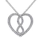 1/4 Carat T.w. Diamond Sterling Silver Infinity & Heart Necklace, Women's, Size: 18, White