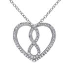 1/4 Carat T.w. Diamond Sterling Silver Infinity & Heart Necklace, Women's, Size: 18, White