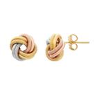 Tri-tone 10k Gold Love Knot Stud Earrings, Women's, Yellow