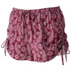Juniors' Pink Republic Print Ruched Shorts, Teens, Size: Medium, Red
