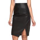 Women's Jennifer Lopez Faux-leather Pencil Skirt, Size: 16, Black