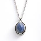 Kate Markus Stainless Steel Blue Quartz Oval Frame Pendant, Women's