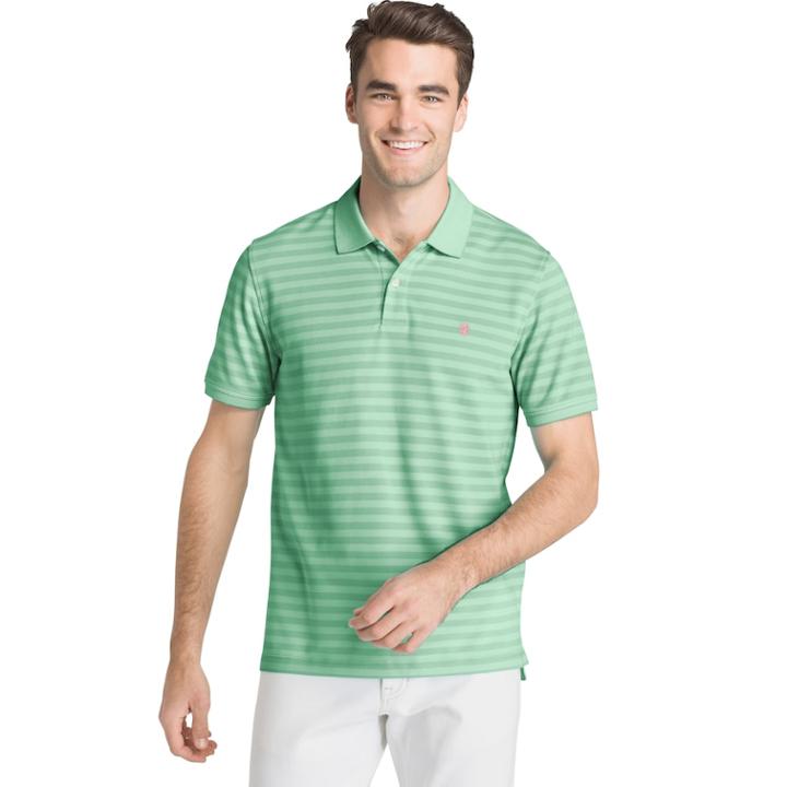 Men's Izod Sportflex Classic-fit Feeder-striped Stretch Performance Polo, Size: Small, Green